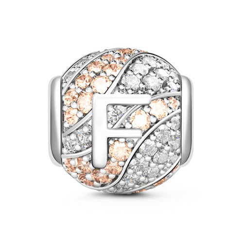 Gnoce “Letter F with Special Meaning for Special Person ”Made of 925 Sterling Silver Champagne & Clear  CZ Letter F Charm_1