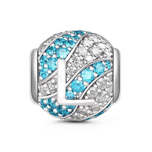 Gnoce “Letter L with Special Meaning for Special Person ”Made of 925 Sterling Silver Aquamarine & Clear  CZ Letter L Charm_1
