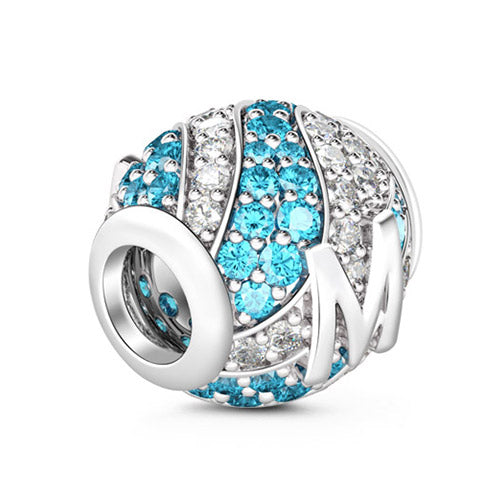 Gnoce “Letter M with Special Meaning for Special Person ”Made of 925 Sterling Silver Aquamarine & Clear  CZ Letter M Charm_2