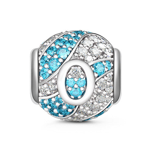 Gnoce “Letter O with Special Meaning for Special Person ”Made of 925 Sterling Silver Aquamarine & Clear  CZ Letter O Charm_1