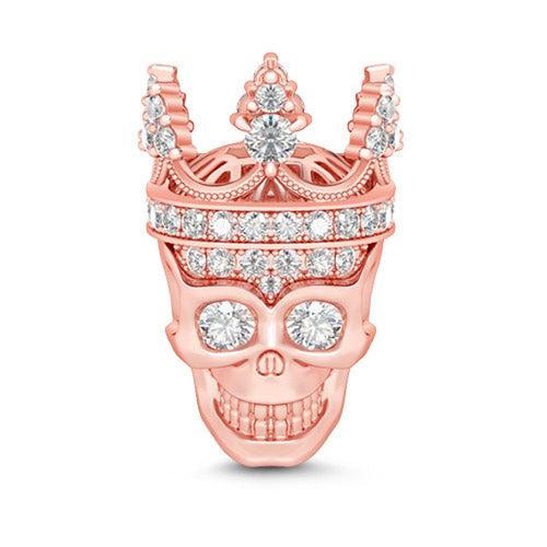 Gnoce "To Be Queen in Your World "With Studded Pure Stones,Looks Sparkling And Shining in Every Direction Rose Gold Skull Queen Charm_1