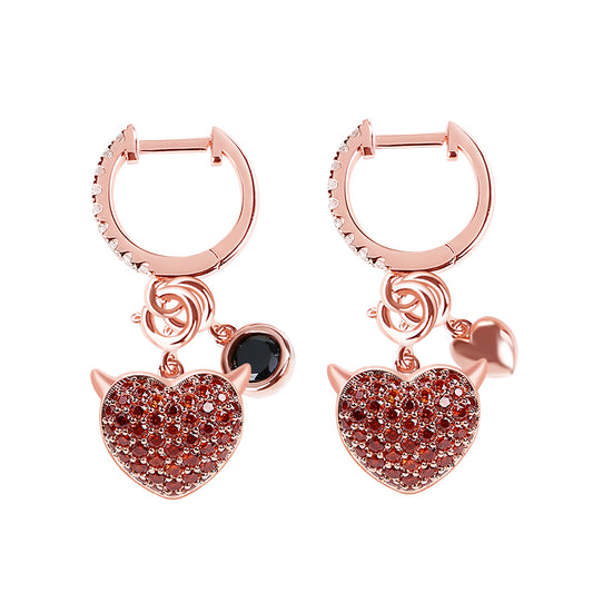 Gnoce "Devil with Kind Heart" Dazzling S925 Sterling Silver 18k Rose Gold Plated Earrings_1