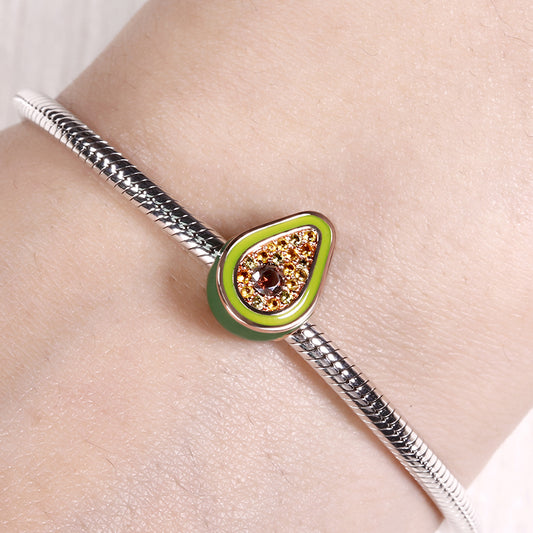 Gnoce "I Love Avocado" Green Avocado Charm Bead inlaid with Cz_3