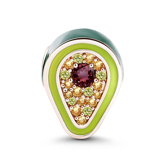 Gnoce "I Love Avocado" Green Avocado Charm Bead inlaid with Cz_1