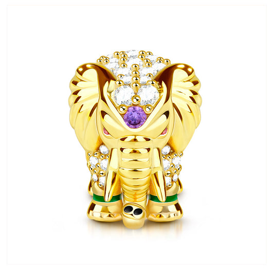 Gnoce "Lucky Elephant" Thai Elephant Charm 18k Gold Plated with Cz Sterling Silver_1