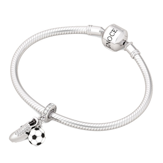 Gnoce "Crazy For World Cup Series" 925 Sterling Silver Sneaker & Black and White Enamel Soccer Pendant Fit Bracelet and Necklace_3