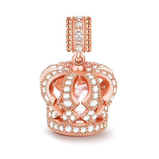 Gnoce "You Are The Queen" S925 Sterling Silver 18k Rose Gold Plated Crown Pendant Charm With CZ Fit Bracelet_1