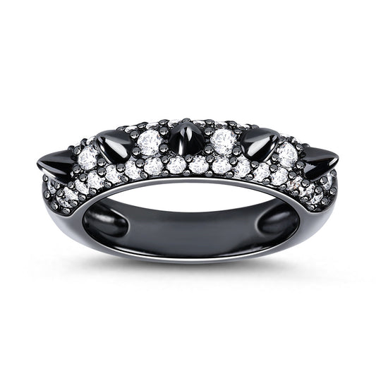 Gnoce "ROCK & ROLL" Mohawk Style Ring Sterling Silver With Black Plating_1