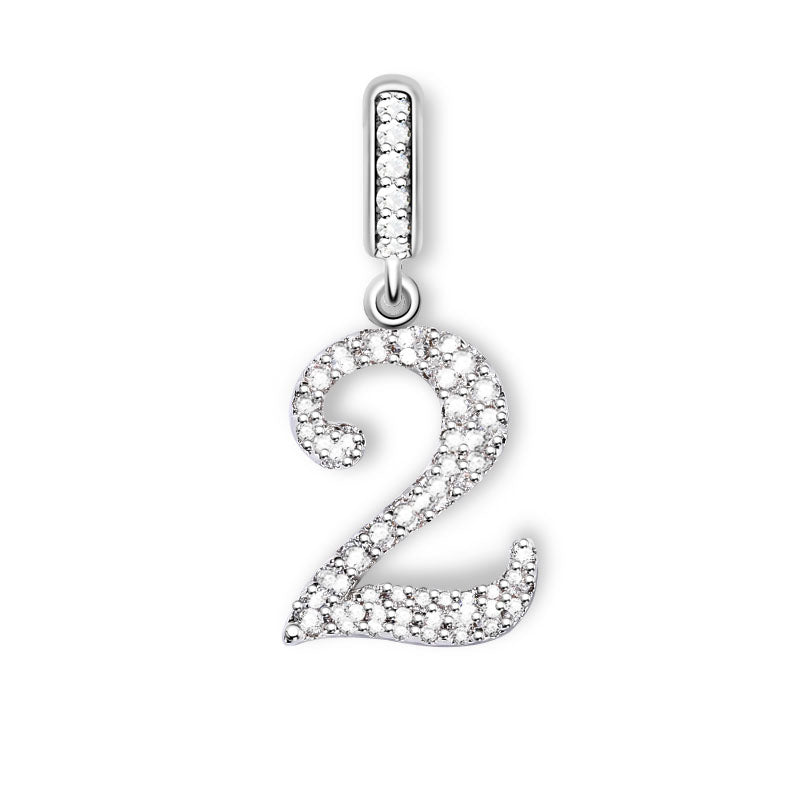 Gnoce "You and Me" Number Two Silver Number Theme Pendant For Bracelet or Necklace_1