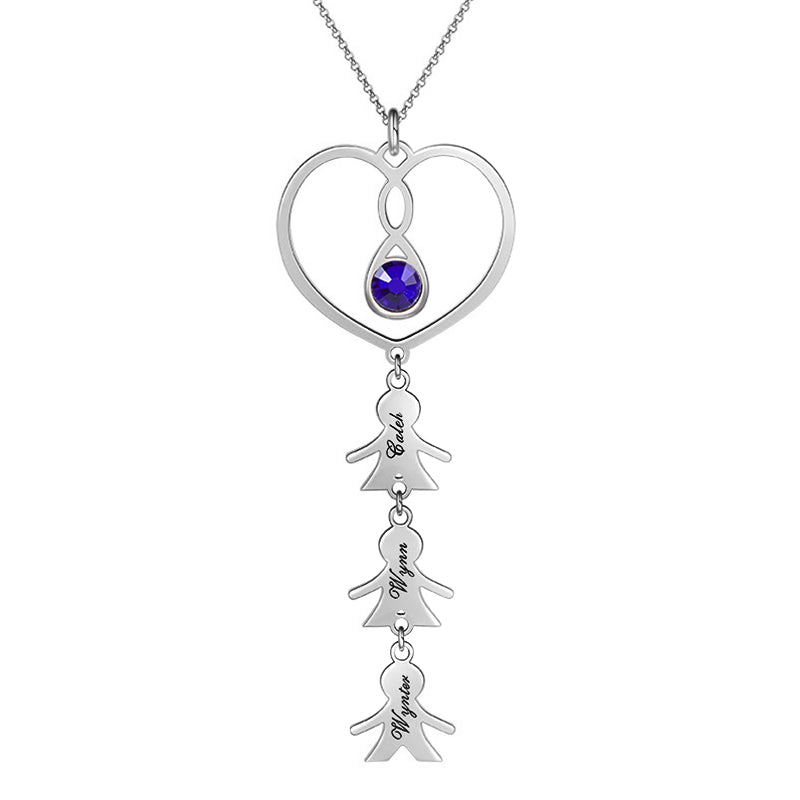 Gnoce "Family Love" Personalized 18K Rose Gold Plated Engraved Necklace Sterling Silver with Birthstone_3