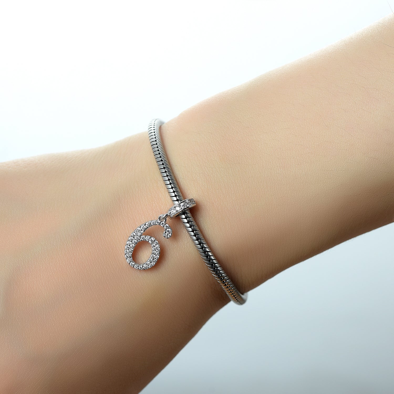 Gnoce "Lucky Number" Gentle Cheerful Number Six Number Theme Silver Pendant For Bracelet or Necklace_3