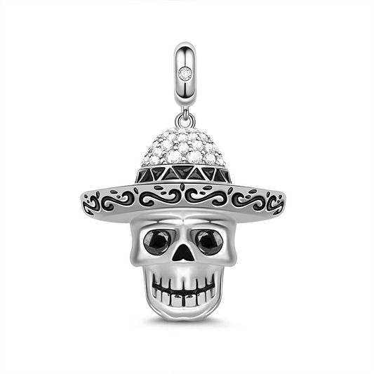 Gnoce "Sunshine of Your Love" Mexican style Skull Charm Sterling Silver Pendant with Cz_1