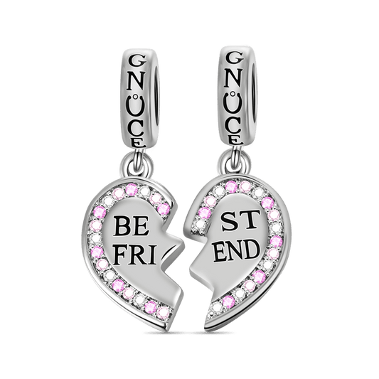 Best Friend Pendant Dangle Charm Sterling Silver with Colorful Stones_1