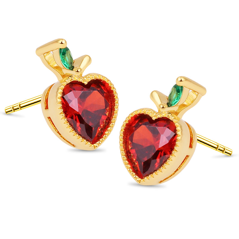Apple Stud Earring Gold Plated 925 Sterling Silver_2