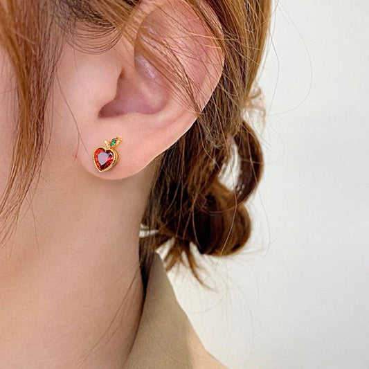 Apple Stud Earring Gold Plated 925 Sterling Silver_3