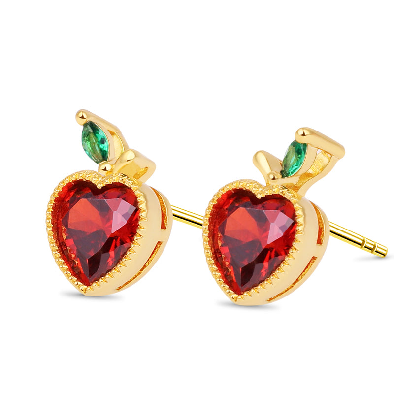 Apple Stud Earring Gold Plated 925 Sterling Silver_1