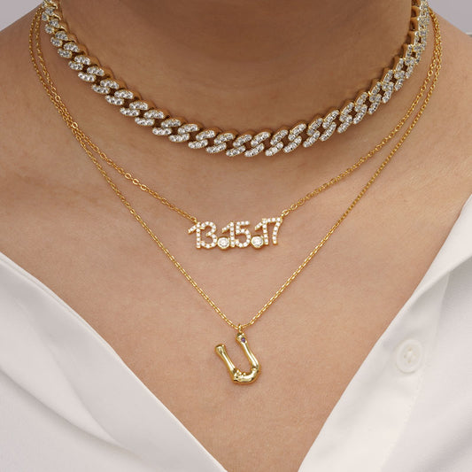 Letter U Pendant Bamboo Initial Necklace Adjustable Chain Length 18k Gold Plated 925 Sterling Silver_5
