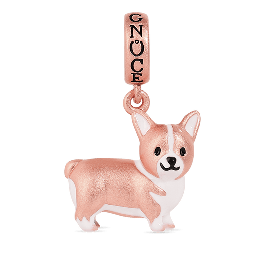 Corgi Pendant Charm Sterling Silver Matte 18k Rose Gold Plated_1
