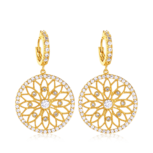 Dreamcatcher Dangle Earrings Gold Plated_1