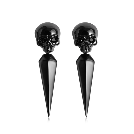 Black Skull Earring Jackets Sterling Silver_1