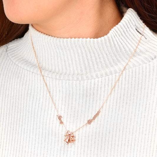 Merry Christmas Jingle Bells Necklace Sterling Silver 18k Rose Gold Plated for Christmas_4
