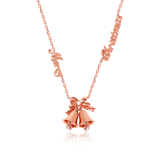 Merry Christmas Jingle Bells Necklace Sterling Silver 18k Rose Gold Plated for Christmas_1