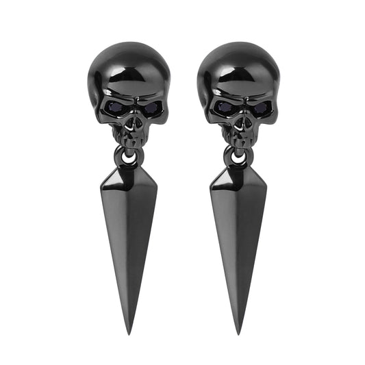 Skull Earrings with Black Plated 925 Sterling Silver_1