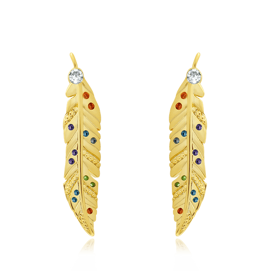 Feather Ear Studs Sterling Silver 18k Gold Plated_1