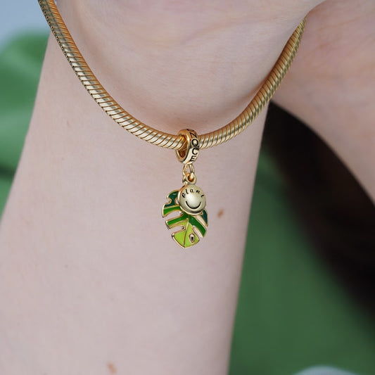 Monstera Deliciosa Liebm Pendant Dangle Charm Sterling Silver 18K Gold Plated_3