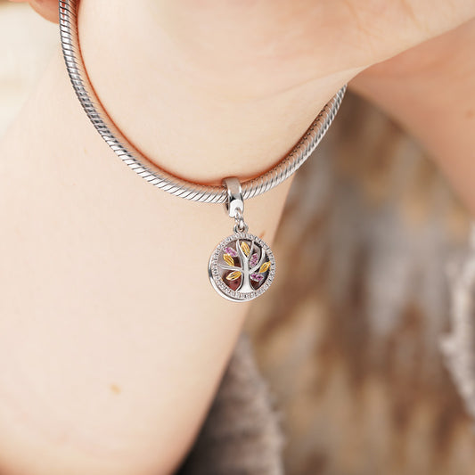 Tree of Life Personalized Photo Engravable Charm Pendant 925 Sterling Silver inlaid with Stones Mother's Day Gift_3