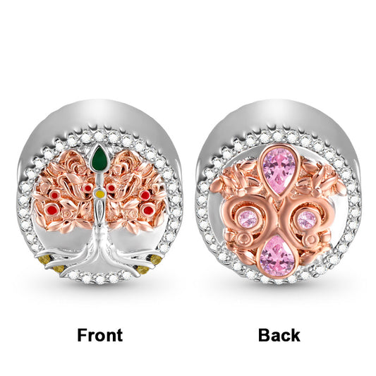 Tree of Life Stopper for Charm Bracelet Sterling Silver 18K Rose Gold Plated inlaid with Stones Mother's Day Gift_1