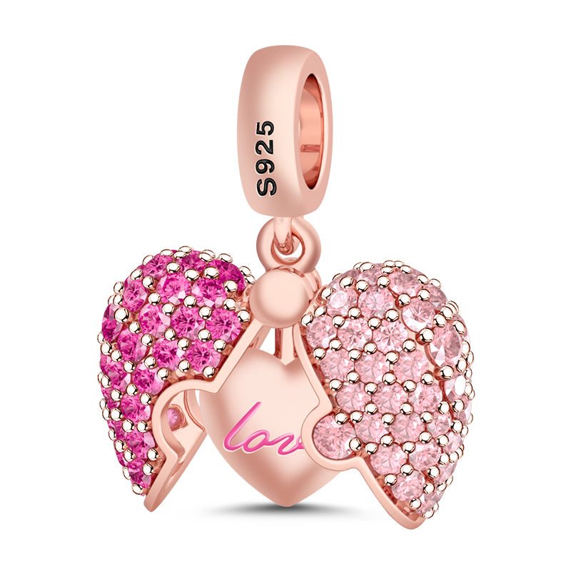 Gnoce "Surprising Love" 925 Sterling Silver 18K Rose Gold Plating Open Heart Dangle Charm Bead for European Bracelets_2