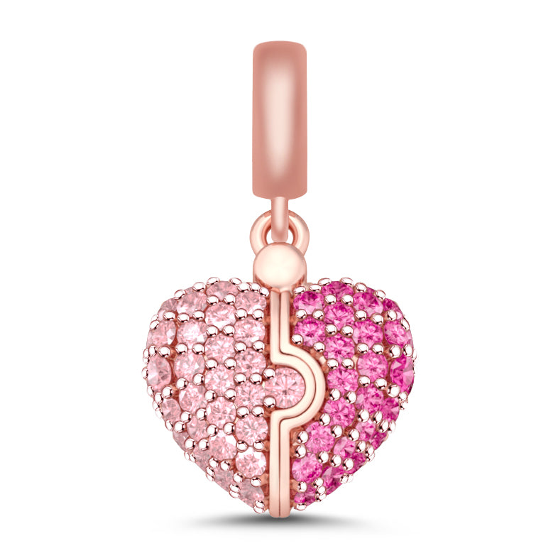 Gnoce "Surprising Love" 925 Sterling Silver 18K Rose Gold Plating Open Heart Dangle Charm Bead for European Bracelets_3