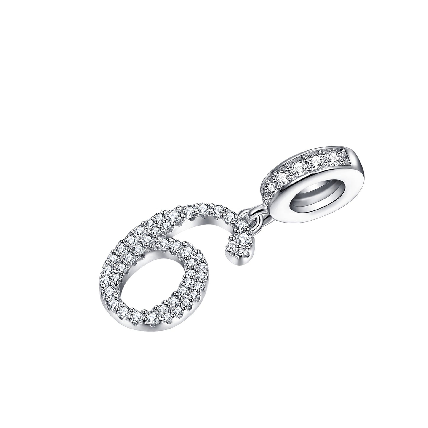 Gnoce "Lucky Number" Gentle Cheerful Number Six Number Theme Silver Pendant For Bracelet or Necklace_2