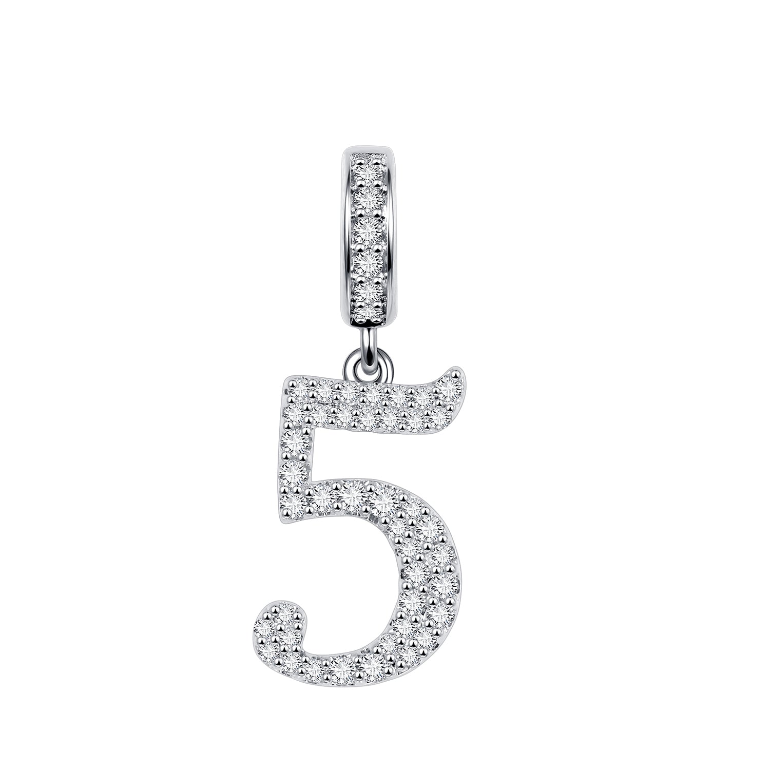 Gnoce "Give Me Five" Number Theme Number Five Silver Pendant For Bracelet or Necklace_1
