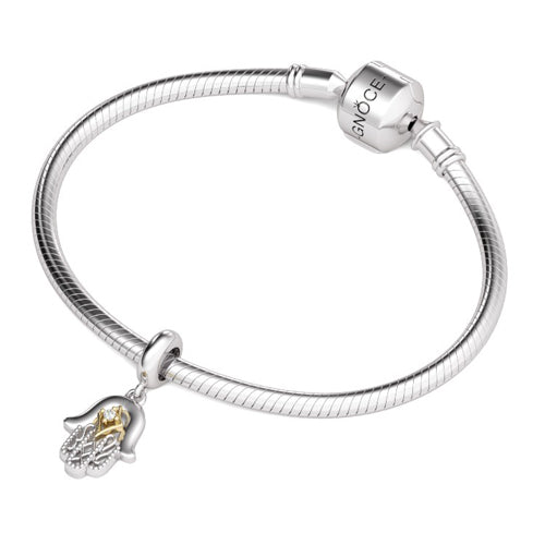 Gnoce "All is Well" Palm-Shaped Hamsa Hand 925 Sterling Silver Gold Plated Bead Charms for Bracelets Necklace Gifts For Her_3