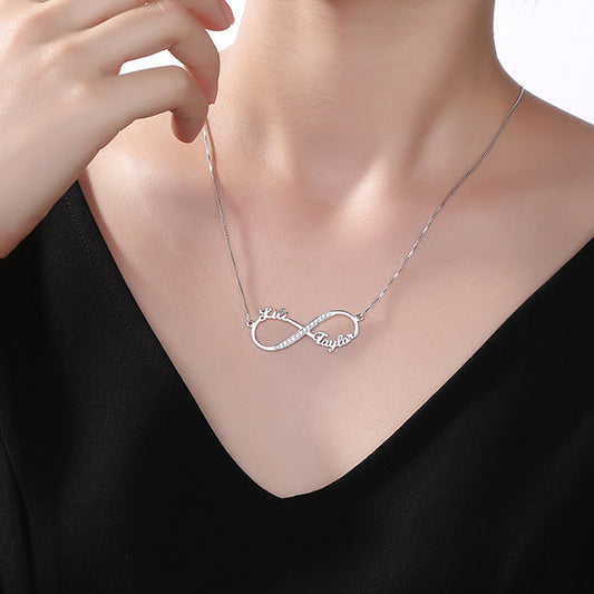 Gnoce "The Bodacious Gift" Custom Infinity 2 Names CZ Necklace Sterling Silver_3