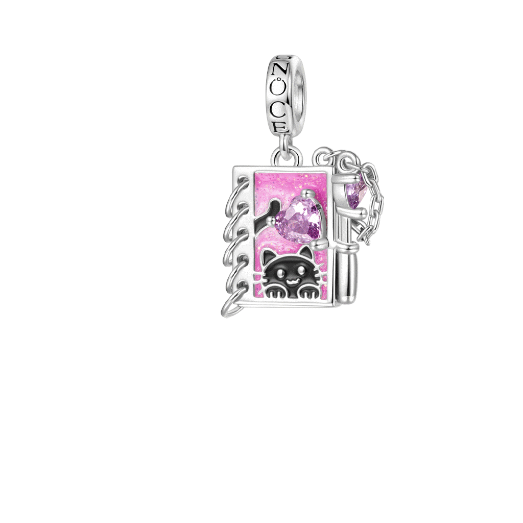 Black Cat Diary with Flip-page Pendant