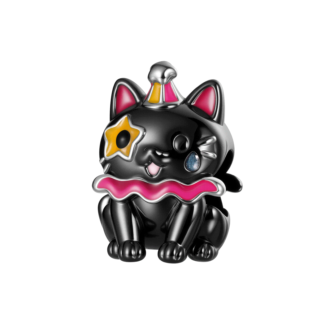Black Cat Clown Charm