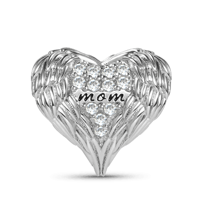 Feather Heart Mom's Love Charm