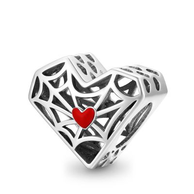 Spider Web Heart Charm