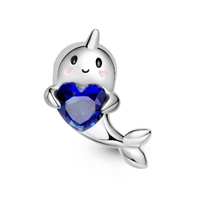 Narwhal Heart Charm