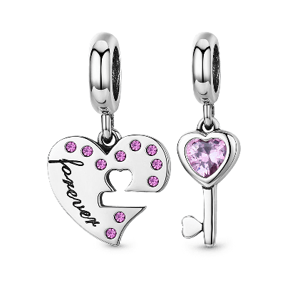 Heart and Key Set Pendants