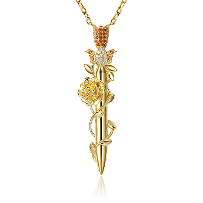 Rose Wrapped Sword Necklace