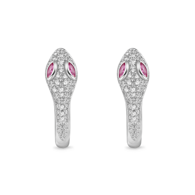Diamond Snake Huggie Earrings
