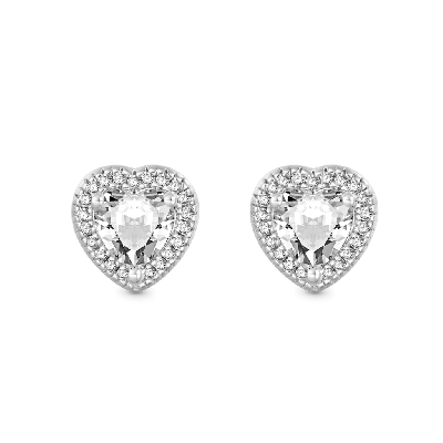 Brilliant Heart Diamond Halo Stud Earrings
