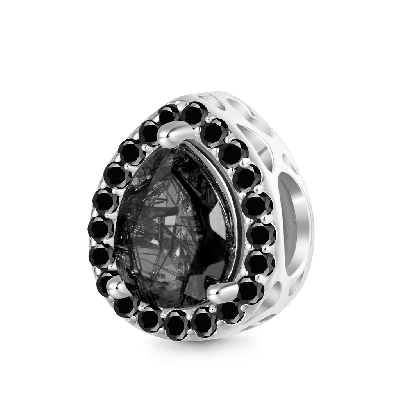 Black Hair Quartz Inlaid Engravable Charm