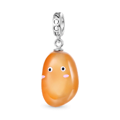 Natural Orange Color Rain Flower Stone Pendant