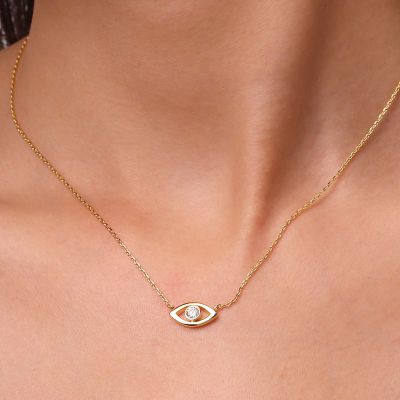 14K/10K Solid Gold Evil Eye Necklace