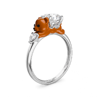Bear Embraces Heart Ring